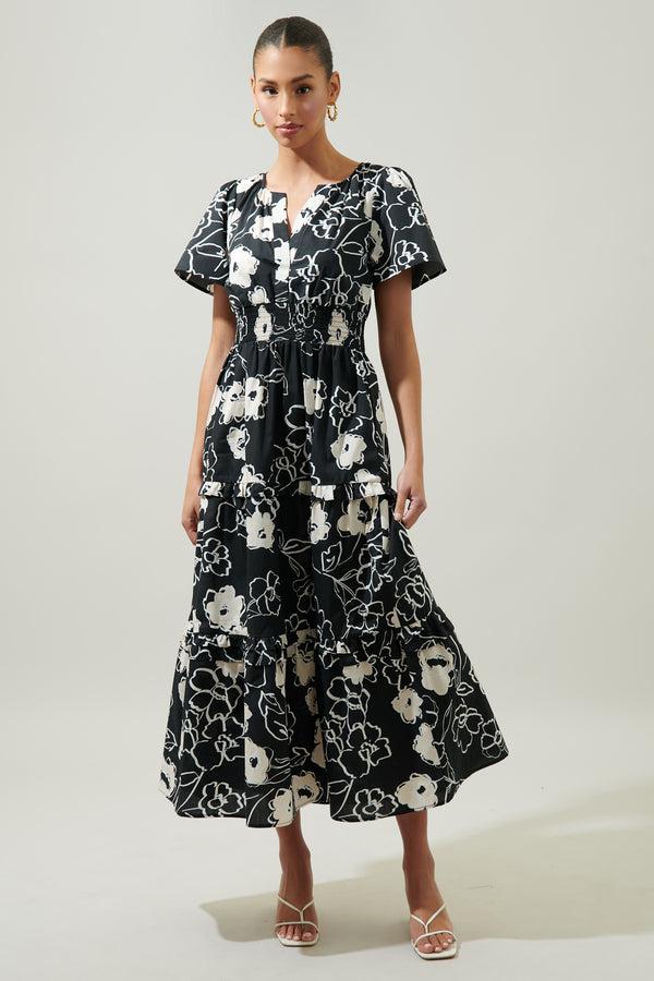 sugarlips Fabienne Floral Palmer Poplin Tiered Maxi Dress