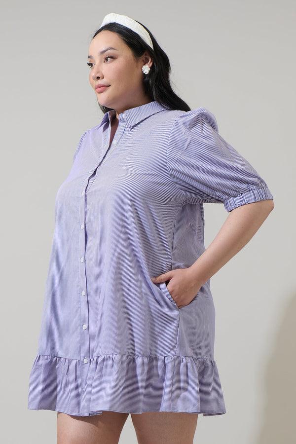 Sugarlips Fannie Striped Levy Button Down Shift Dress Curve
