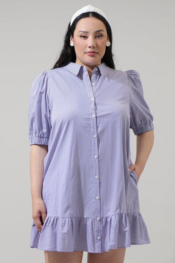sugarlips Fannie Striped Levy Button Down Shift Dress Curve