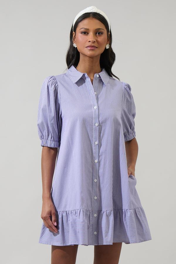 sugarlips Fannie Striped Levy Button Down Shift Dress
