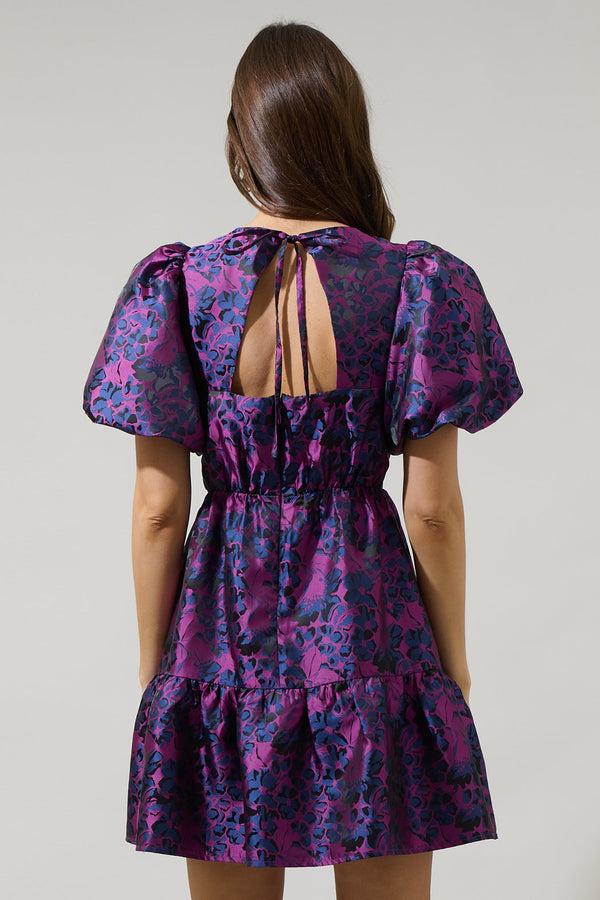Sugarlips Farrah Jacquard Floral May Tiered Mini Dress