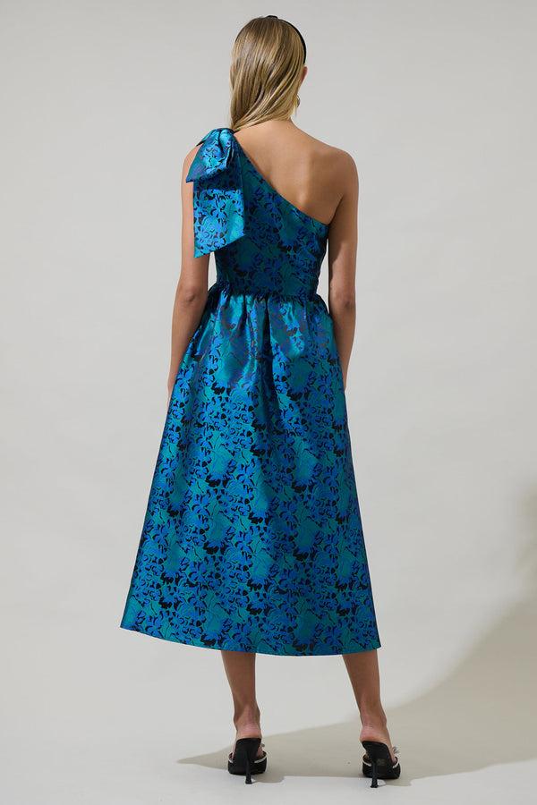 Sugarlips Farrah Jacquard Floral Miley Bow Midi Dress
