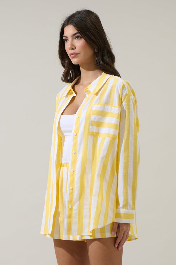 Sugarlips Fays Striped Dalton Boyfriend Button Down Shirt