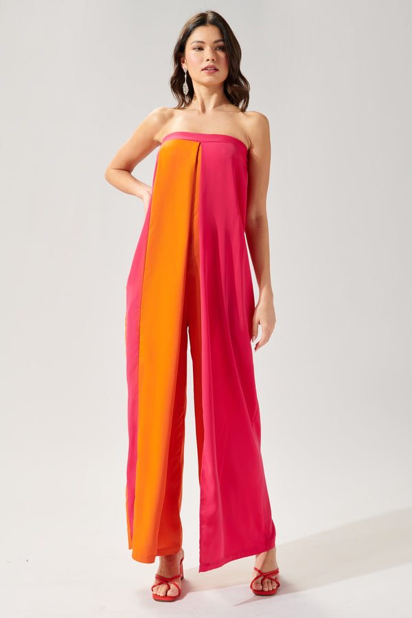 sugarlips Feel the Beat Strapless Color Block Jumpsuit