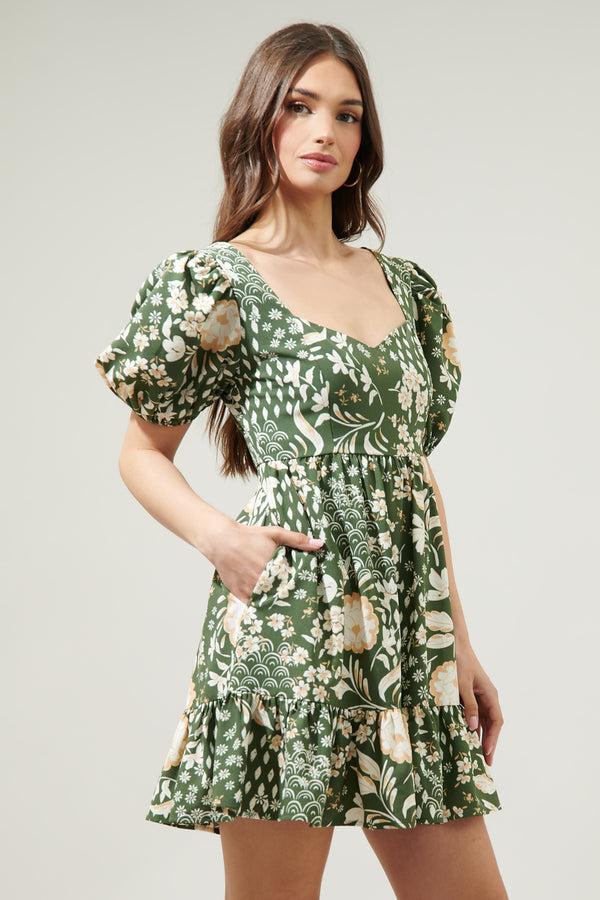 Sugarlips Fernwood Floral Evy Sweetheart Mini Dress