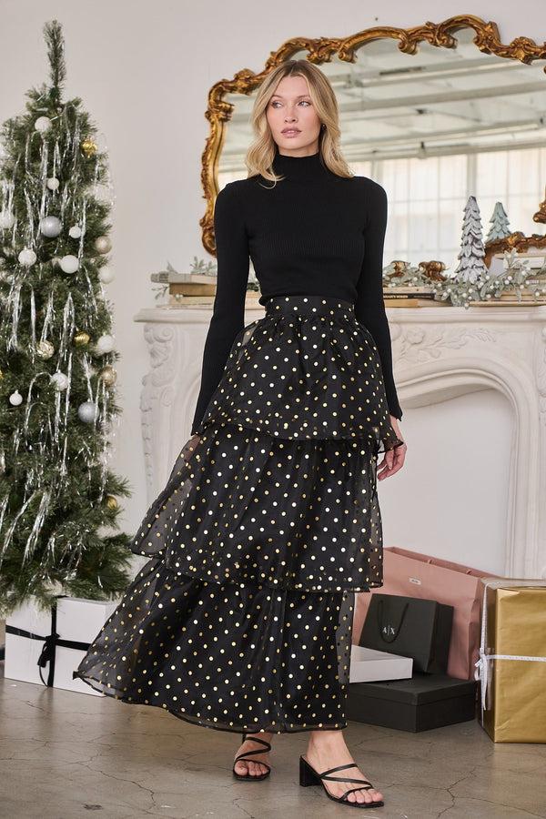 sugarlips Ferris Polka Dot Halie Organza Maxi Skirt