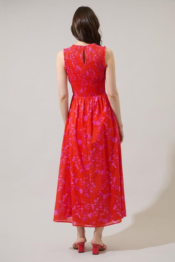 Sugarlips Fia Floral Cecil Smocked Sleeveless Midi Dress