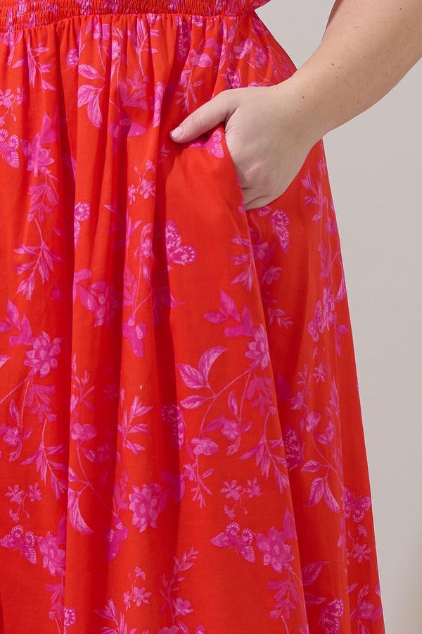 Sugarlips Fia Floral Cecil Smocked Sleeveless Midi Dress Curve