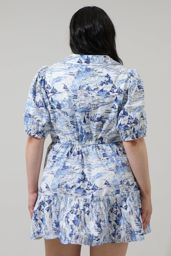 Sugarlips Francine Toile Stacie Button Down Mini Dress Curve