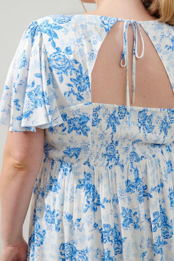 Sugarlips French Rose Sonny Back Cut Out Midi Dress Curve