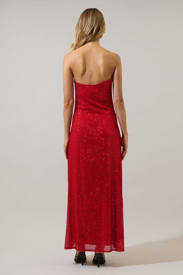Sugarlips Friday Nights Sequin Strapless Maxi Dress
