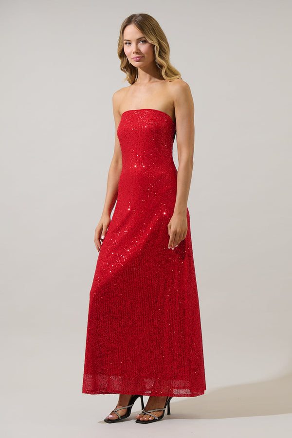 Sugarlips Friday Nights Sequin Strapless Maxi Dress