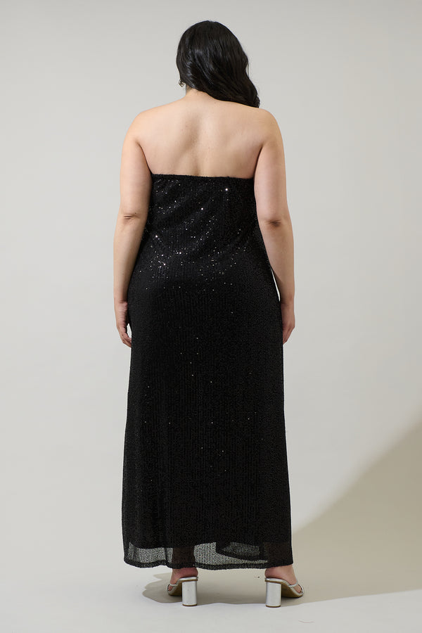 Sugarlips Friday Nights Sequin Strapless Maxi Dress Curve
