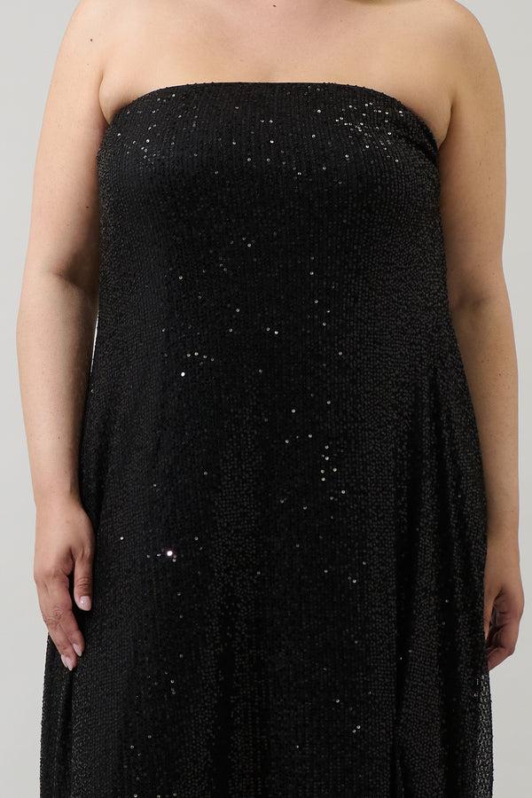 Sugarlips Friday Nights Sequin Strapless Maxi Dress Curve