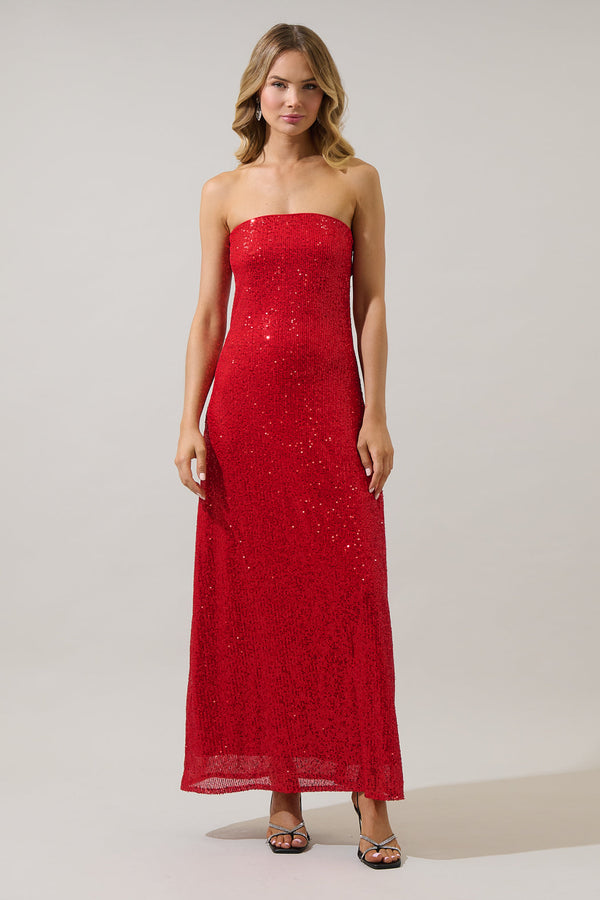 sugarlips Friday Nights Sequin Strapless Maxi Dress