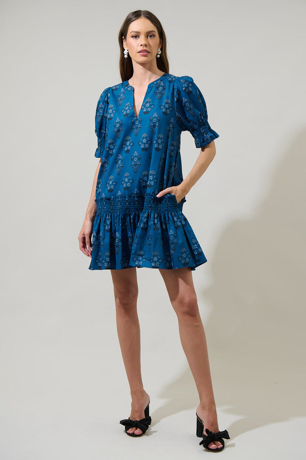 Sugarlips Gardena Floral Marinella Smocked Mini Dress