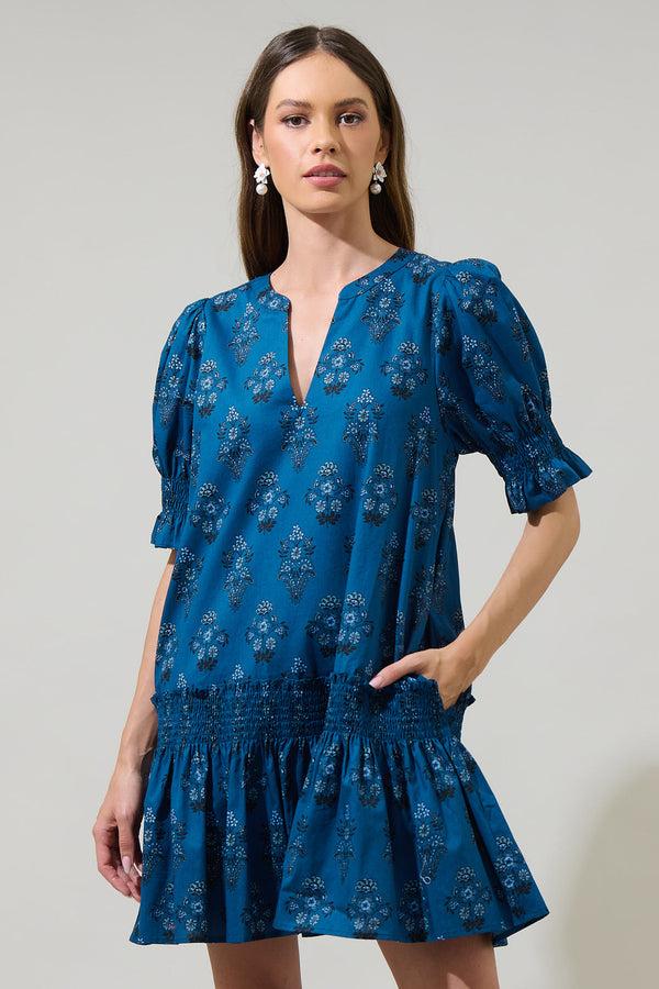 sugarlips Gardena Floral Marinella Smocked Mini Dress