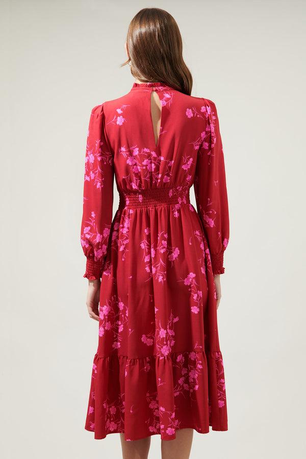 Sugarlips Gemma Floral Caitlyn Smock Sleeve Midi Dress