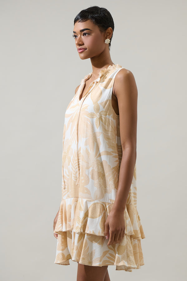 Sugarlips Geneva Floral Graceland Ruffle Trim Mini Dress