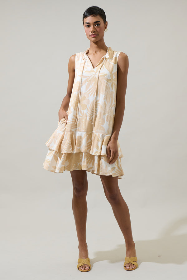 Sugarlips Geneva Floral Graceland Ruffle Trim Mini Dress
