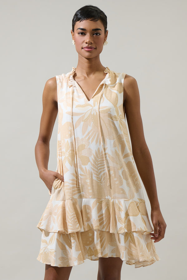 sugarlips Geneva Floral Graceland Ruffle Trim Mini Dress