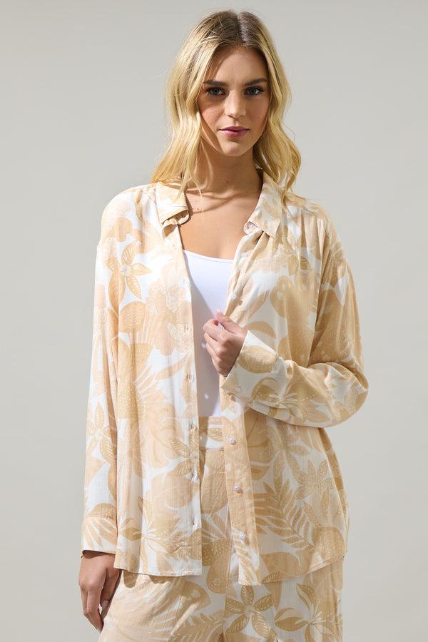 Sugarlips Geneva Floral State Oversized Button Down Shirt
