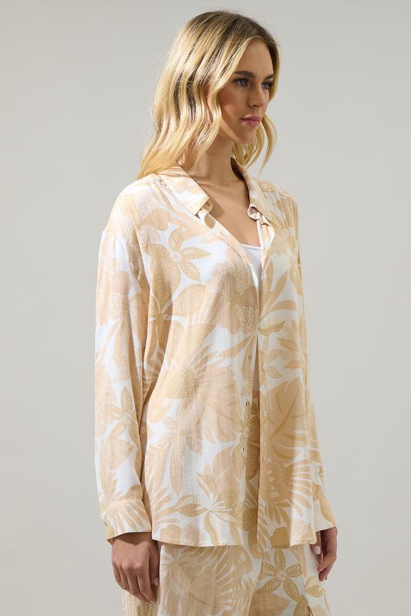 Sugarlips Geneva Floral State Oversized Button Down Shirt