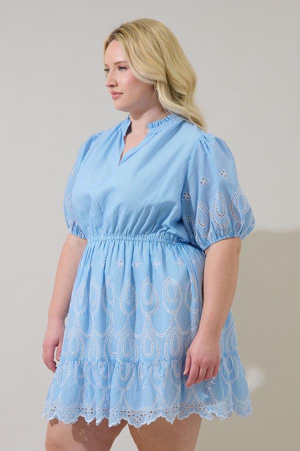 Sugarlips Geyser Striped Eyelet Marissa Mini Dress Curve