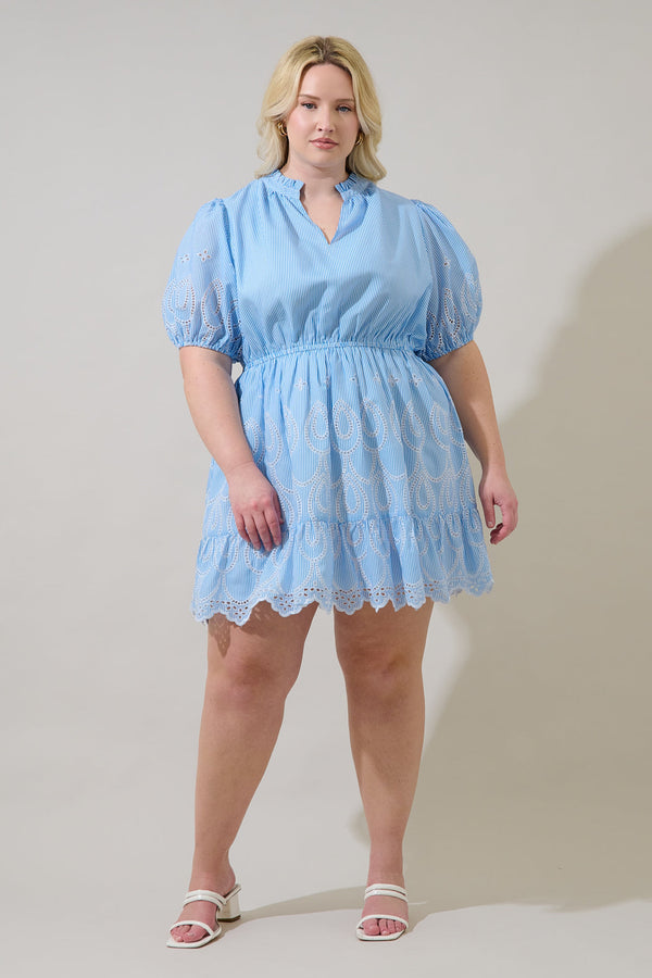 Sugarlips Geyser Striped Eyelet Marissa Mini Dress Curve