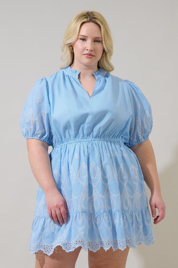 sugarlips Geyser Striped Eyelet Marissa Mini Dress Curve