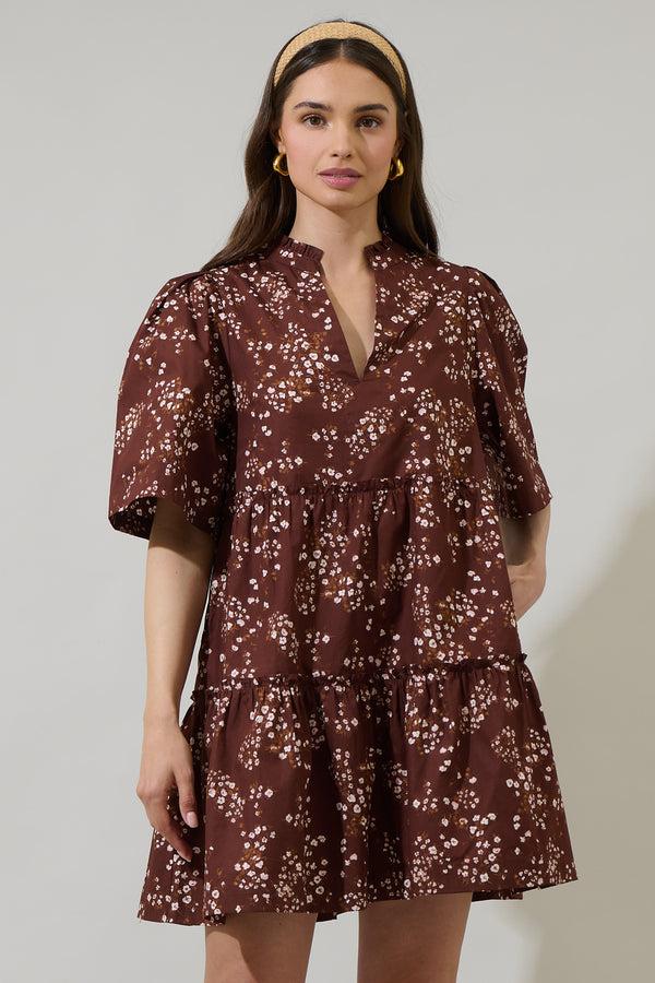Sugarlips Gibson Floral Dixie Split Neck Shift Dress