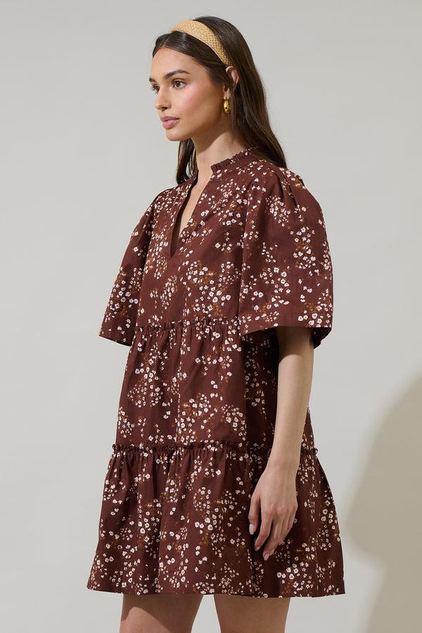 Sugarlips Gibson Floral Dixie Split Neck Shift Dress