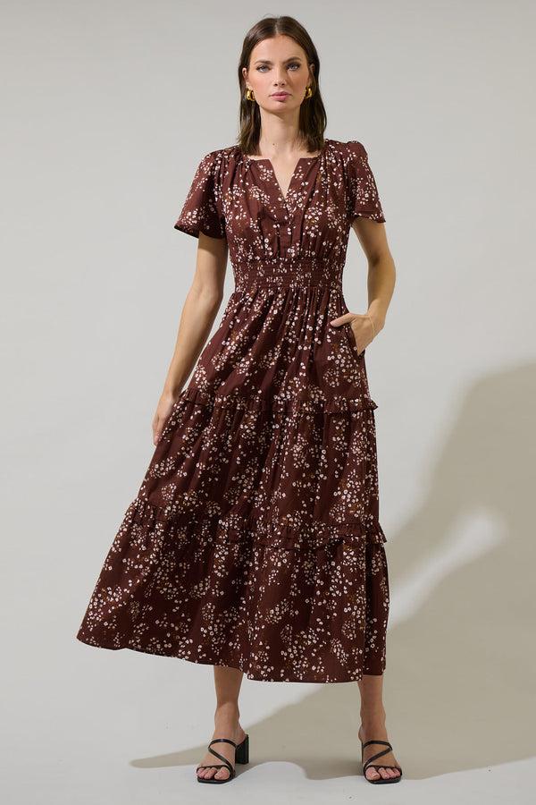 Sugarlips Gibson Floral Palmer Poplin Tiered Maxi Dress