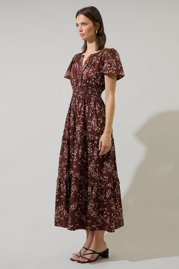 Sugarlips Gibson Floral Palmer Poplin Tiered Maxi Dress