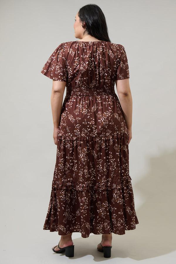 Sugarlips Gibson Floral Palmer Poplin Tiered Maxi Dress Curve