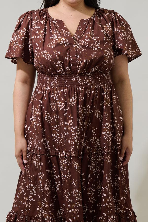 Sugarlips Gibson Floral Palmer Poplin Tiered Maxi Dress Curve