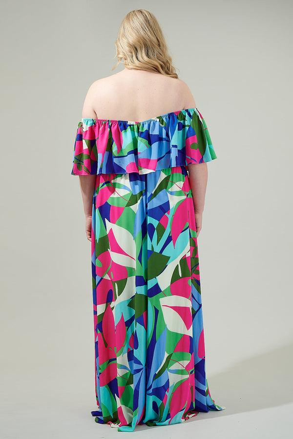 Sugarlips Ginger Tropics Enamored Off The Shoulder Ruffle Dress Curve