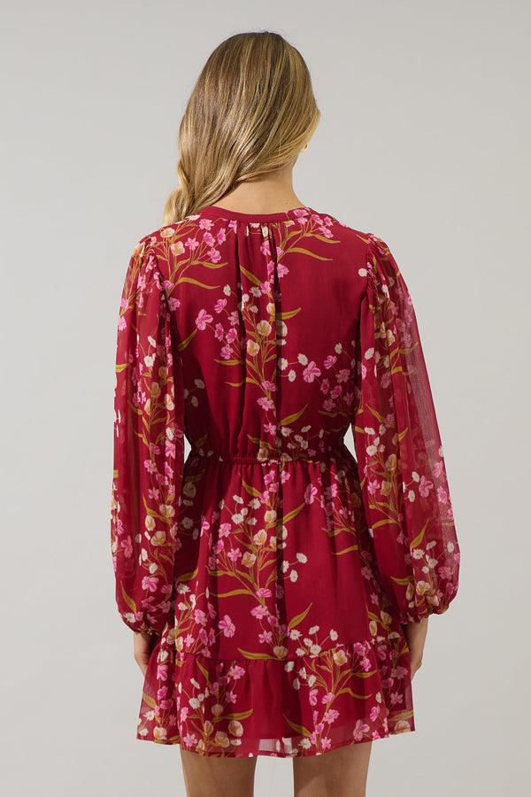 Sugarlips Ginnie Floral Paxton Balloon Sleeve Mini Dress