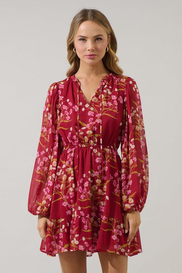 sugarlips Ginnie Floral Paxton Balloon Sleeve Mini Dress