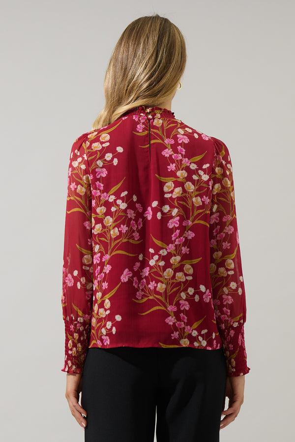 Sugarlips Ginnie Floral Sunnie Long Balloon Sleeve Blouse