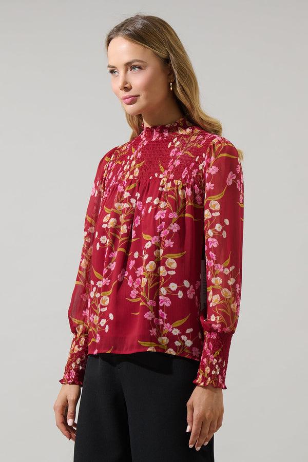 Sugarlips Ginnie Floral Sunnie Long Balloon Sleeve Blouse