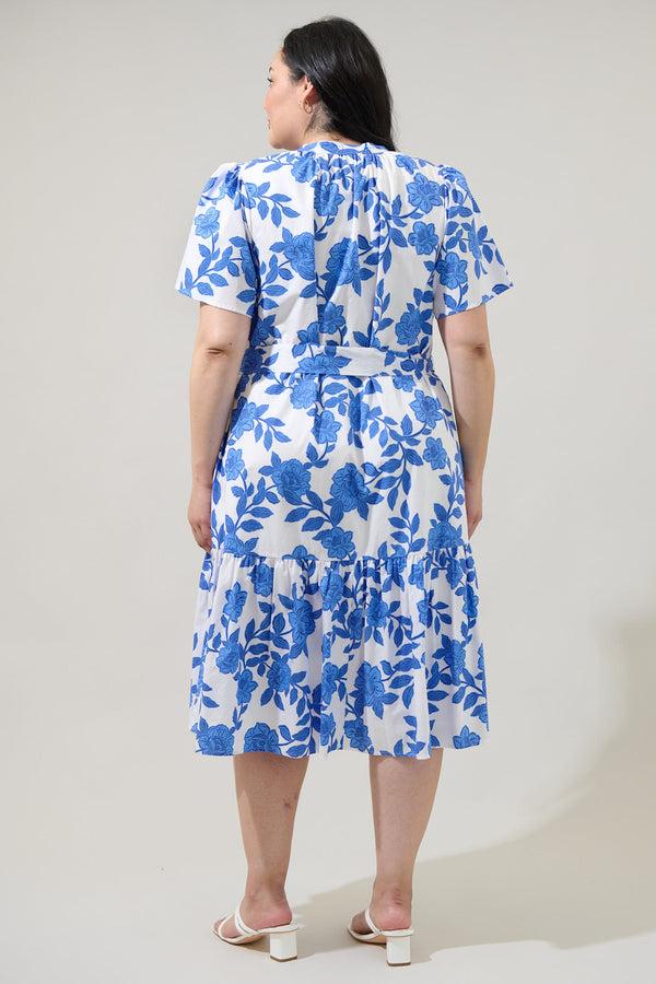Sugarlips Glantis Floral Cora Button Up Midi Dress Curve