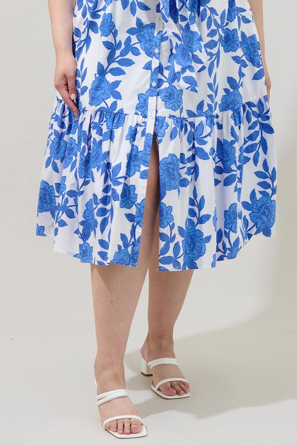 Sugarlips Glantis Floral Cora Button Up Midi Dress Curve