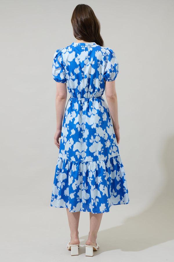 Sugarlips Grafton Floral Ticking Floral Waist Tie Midi Dress