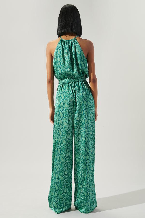 Sugarlips Gwendolyn Snake Print Lighthearted Trapeze Jumpsuit