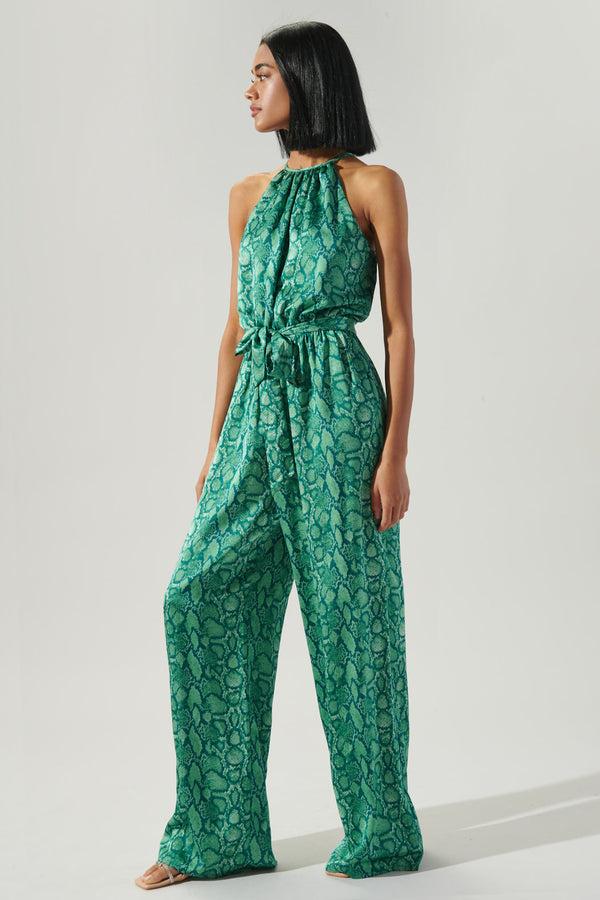 Sugarlips Gwendolyn Snake Print Lighthearted Trapeze Jumpsuit
