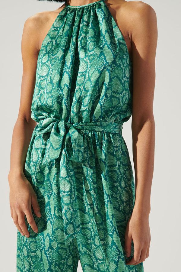 Sugarlips Gwendolyn Snake Print Lighthearted Trapeze Jumpsuit