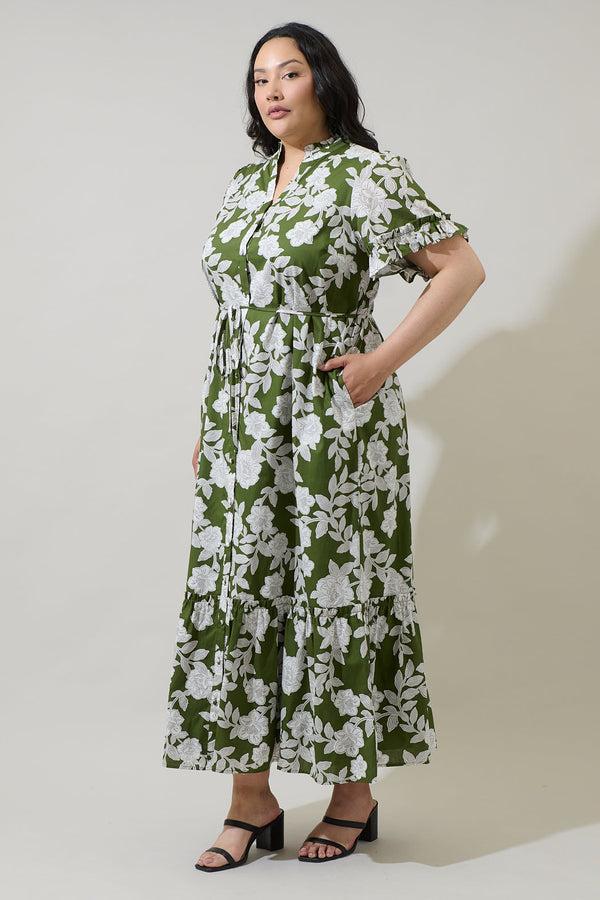 Sugarlips Haizley Floral Alna Button Up Midi Dress Curve