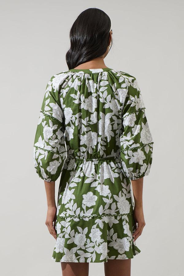 Sugarlips Haizley Floral Dabria Split Neck Mini Dress