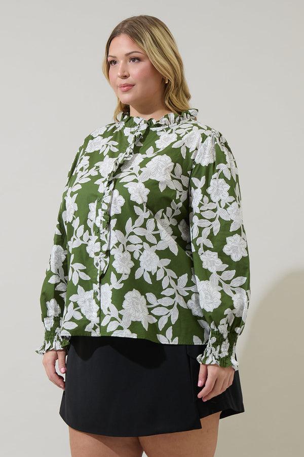 Sugarlips Haizley Floral Minny Long Sleeve Top Curve